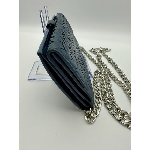 Auth BOTTEGA VENETA | Intrecciato Leather Long Flap Blue Chain Wallet | Handbag - Picture 7 of 9